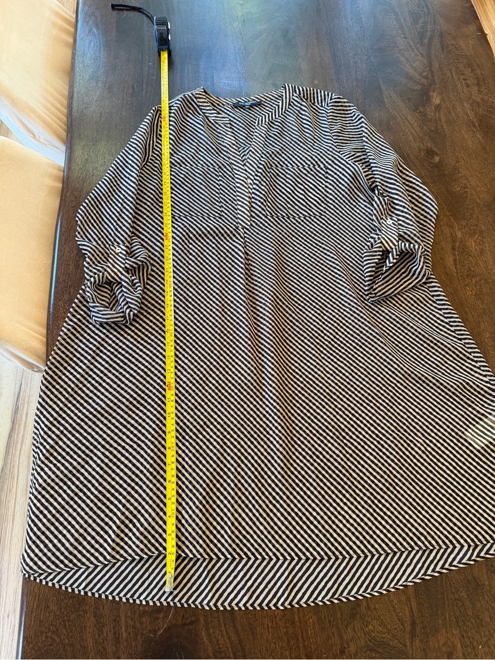 Ilse Jacobsen Black and White Striped V-Neck Tunic